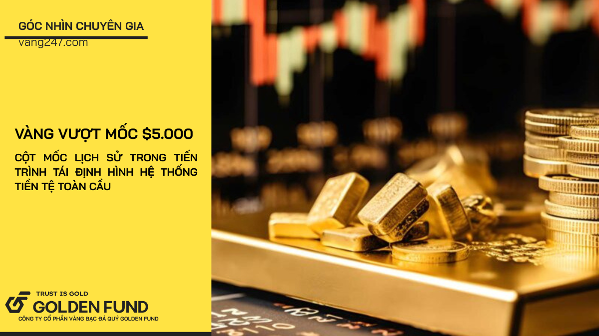 Vàng vượt mốc 5.000 USD: Cột mốc lịch sử trong tiến trình tái định hình hệ thống tiền tệ toàn cầu